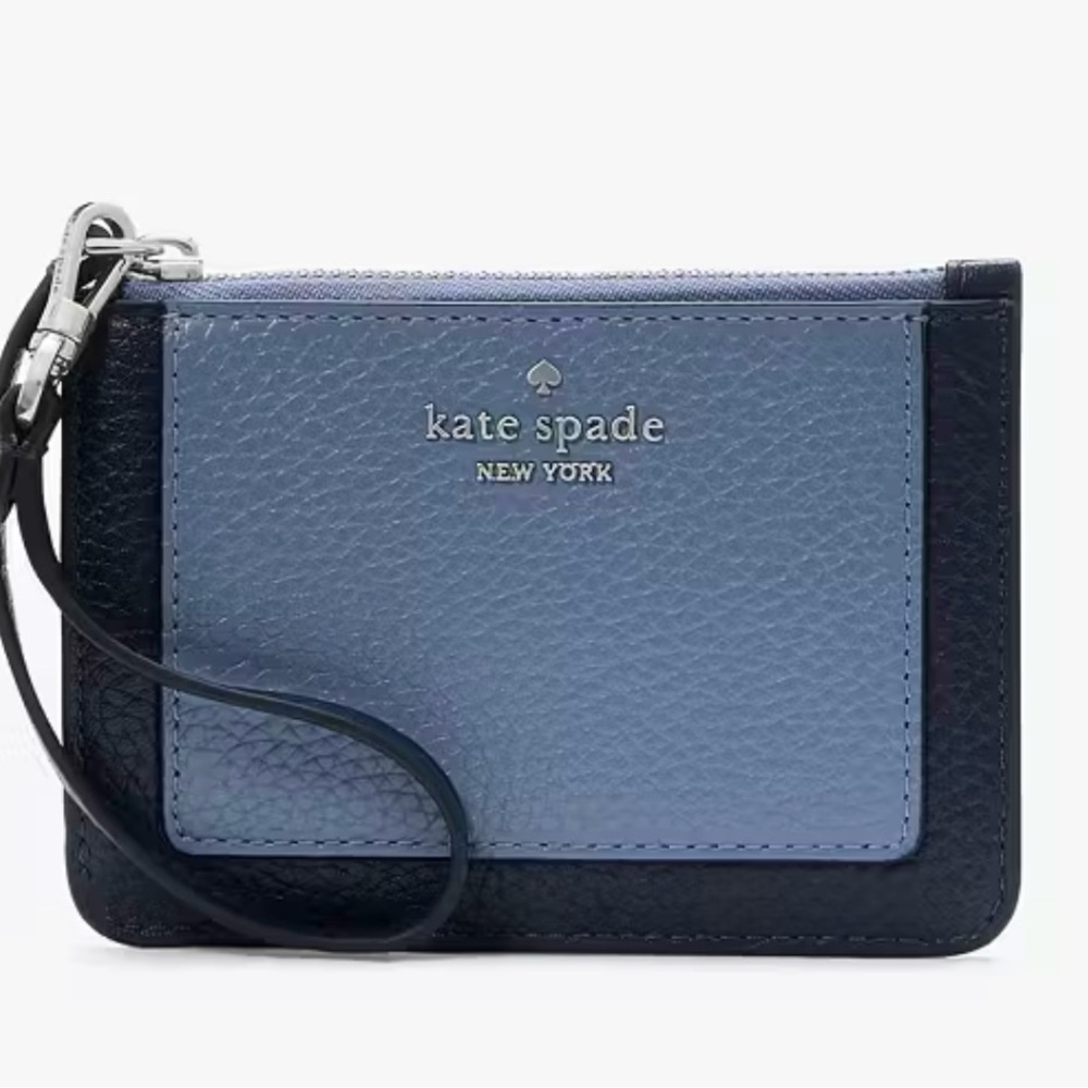 NWT Kate Spade Lena Colorblock Small Card Holder Wristlet  Parisian Navy